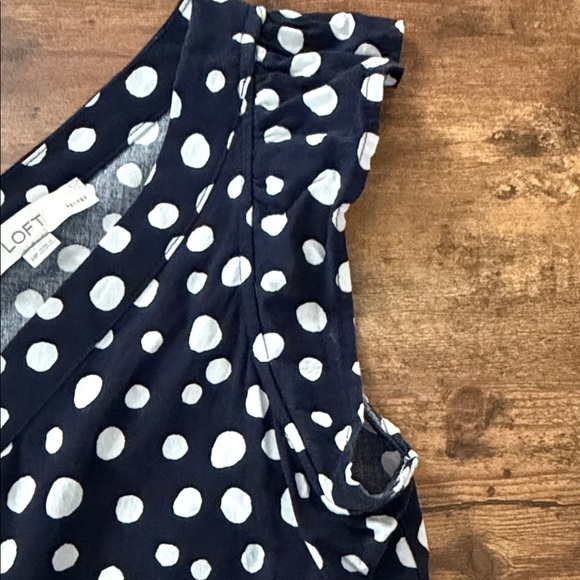 LOFT Navy and White Polka Dot Blouse - Picture 4 of 6